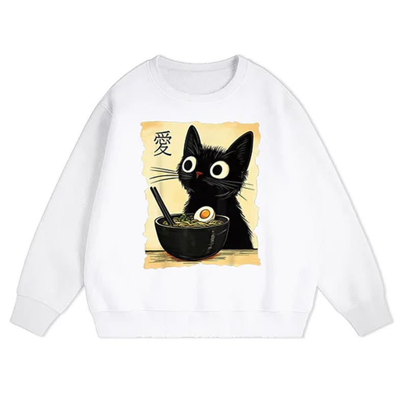 Unisex Funny Cat Eating Ramen Print Short Sleeved Crew Neck T-Shirt - White - US16-18(2XL) - image 2