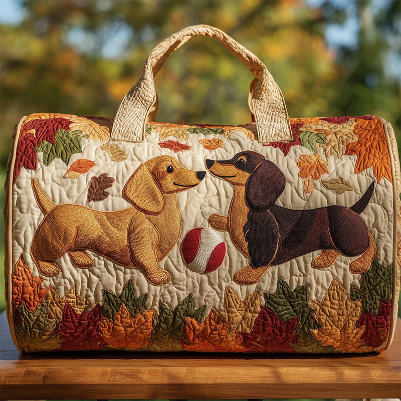 Cute Dachshund Art Print Quilted Duffle Bag - Multicolor - one size - image 1