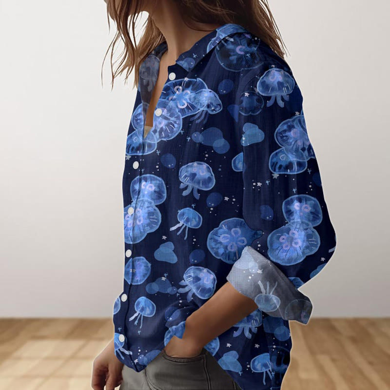 Lovely Jellyfish Art Print Long Sleeve Shirt - image 2