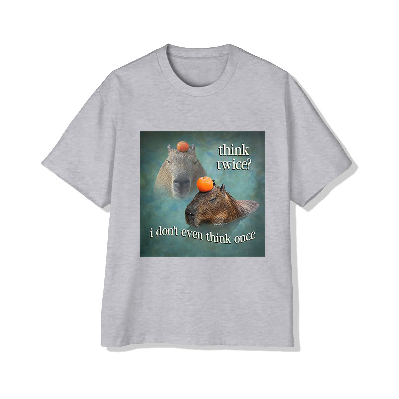 Unisex Funny Capybara Quote Meme Print Short Sleeved Crew Neck T-shirt - Grey - 2XL - image 4