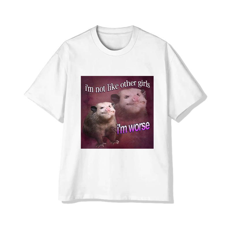 Unisex Funny Possum Meme Graphic Print Short Sleeved Crew Neck T-shirt - White - 2XL - image 1