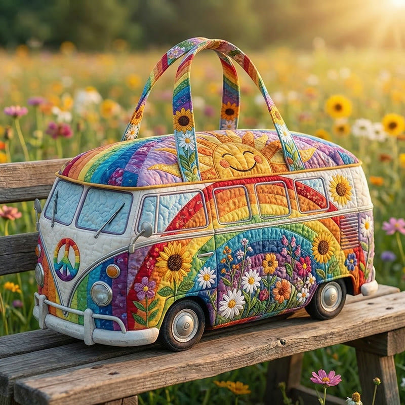 Hippie Rainbow Print Quilted Duffle Bag - Multicolor - one size - image 1
