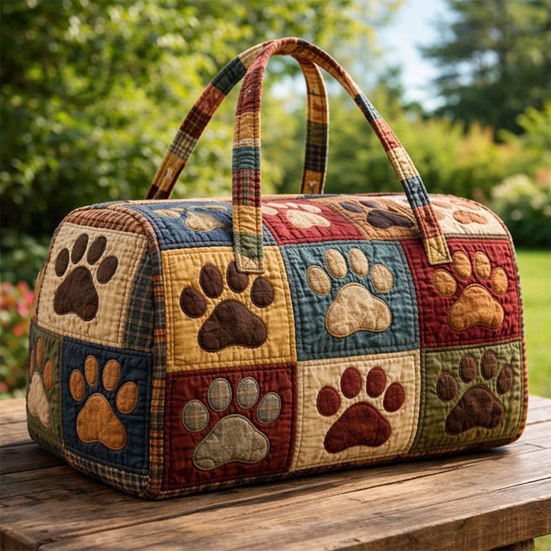 Cat Paw Quilted Duffle Bag - Multicolor - one size - image 1