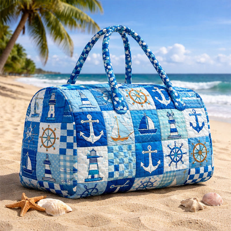Ocean Anchor Quilted Duffle Bag - Blue - one size - image 1