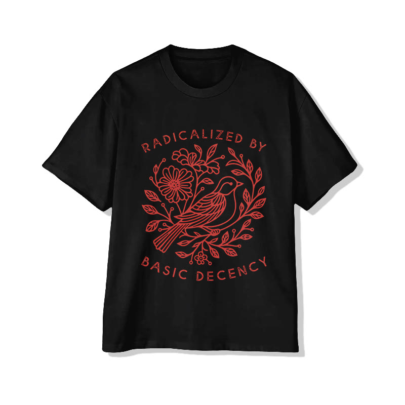 Radicalized By Basic Decency Print Short Sleeved Crew Neck T-shirt - Black - 2XL - image 2