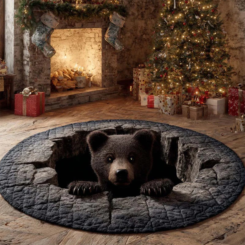 3D Visual Effect Round Animal Print Floor Mat, Non-slip, Wear-resistant, Dirt-resistant And Easy To Clean - 2 - 160*160cm - image 2