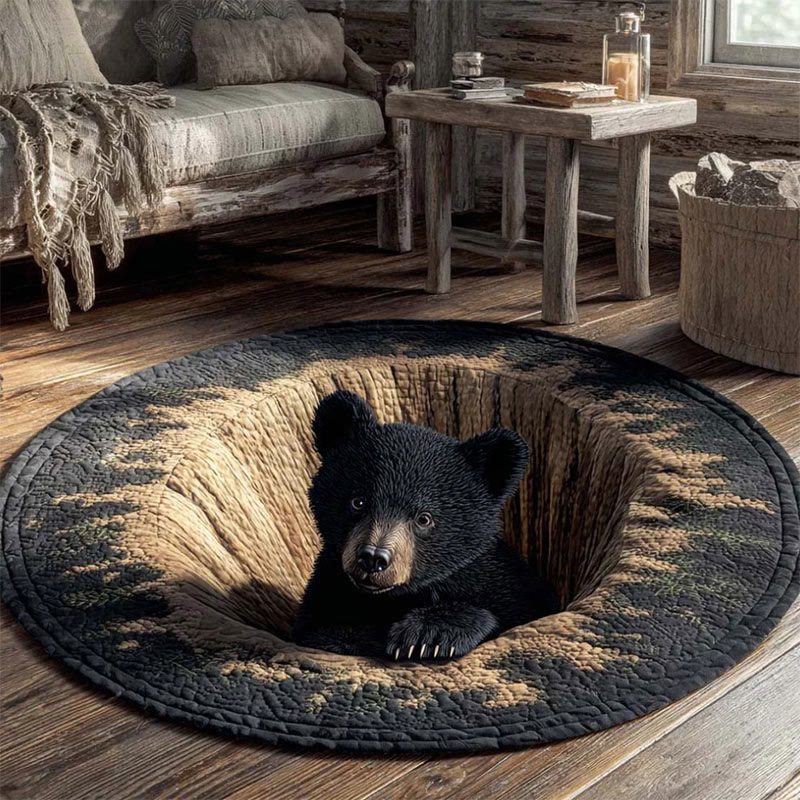 3D Visual Effect Round Animal Print Floor Mat, Non-slip, Wear-resistant, Dirt-resistant And Easy To Clean - 1 - 160*160cm - image 1