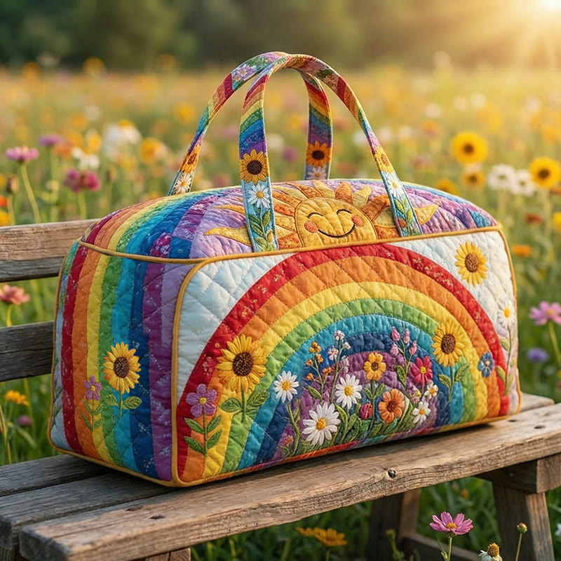 Hippie Rainbow Print Quilted Duffle Bag - Multicolor - one size - image 1