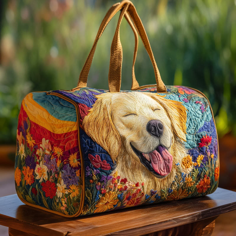 Cute Dog Smile Pattern Print Quilted Duffle Bag - Multicolor - one size - image 1