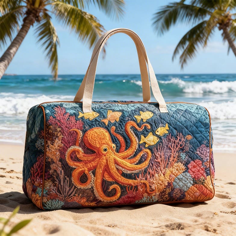 Ocean Octopus Quilted Travel Bag - Dark Blue - one size - image 1