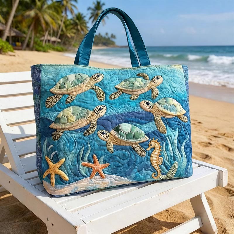 Ocean Wanderers Quilted Tote Bag - Blue - one size - image 1