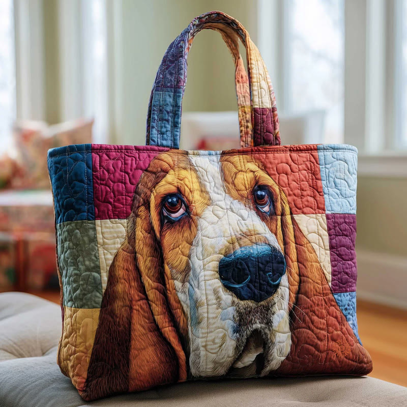 Patchwork Cute Puppy Pattern Quilted Tote Bag - Multicolor - one size - image 1