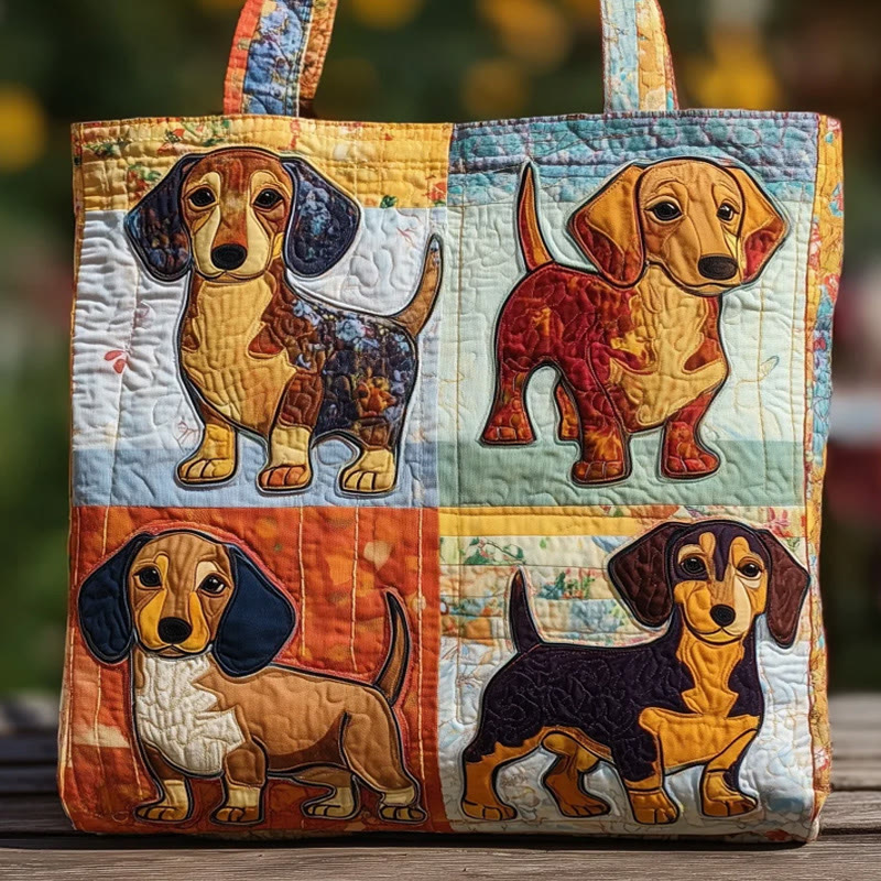 Cute Short-legged Puppy Pattern Print Quilted Tote Bag - Multicolor - one size - image 1