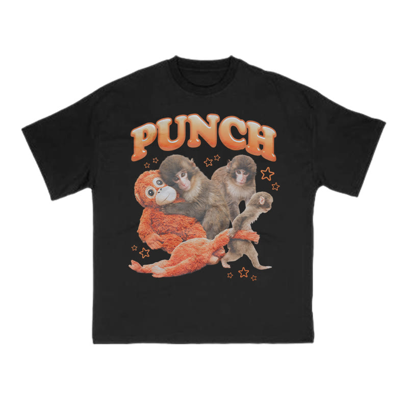 Cute Monkey Punch Print T-shirt - Black - US16-18(2XL) - image 2