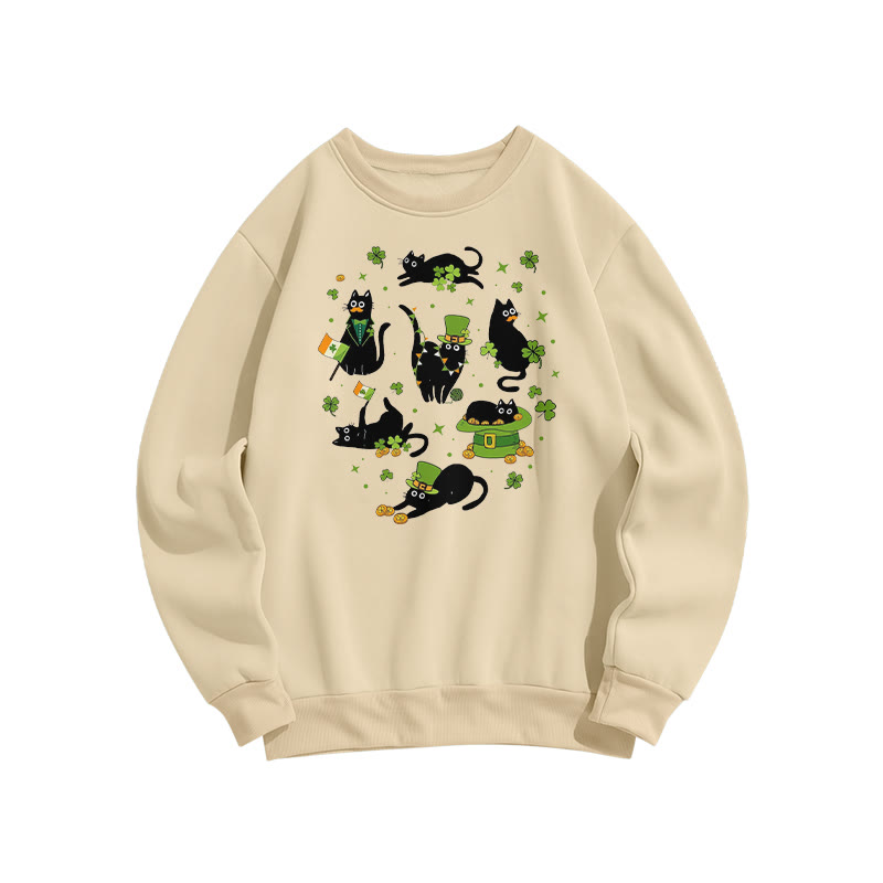 St. Patrick's Lucky Black Cats Print Sweatshirt - Apricot - US16-18(2XL) - image 1