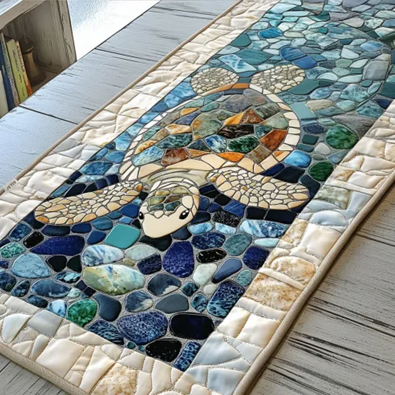Ocean Turtle Pebbles Quilted Table Runner - Multicolor - 14*108inch - image 1