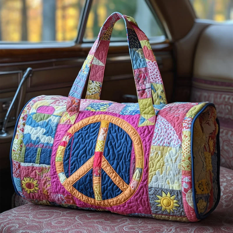 Hippie Colorful Vibrant Patchwork Pattern Print Quilted Duffle Bag - Multicolor - one size - image 1