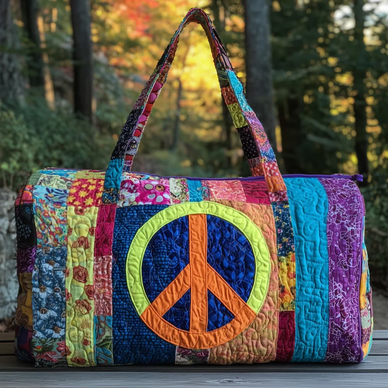 Hippie Multicolor Patchwork Pattern Print Quilted Duffle Bag - Multicolor - one size - image 1