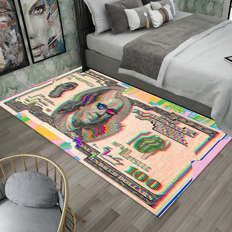 Dollar Pattern Printed Crystal Velvet Bedroom Mat - glitch-style - 80*200cm - image 2