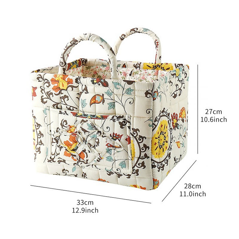 Elegant Floral Pattern Quilted Storage Basket - image 19