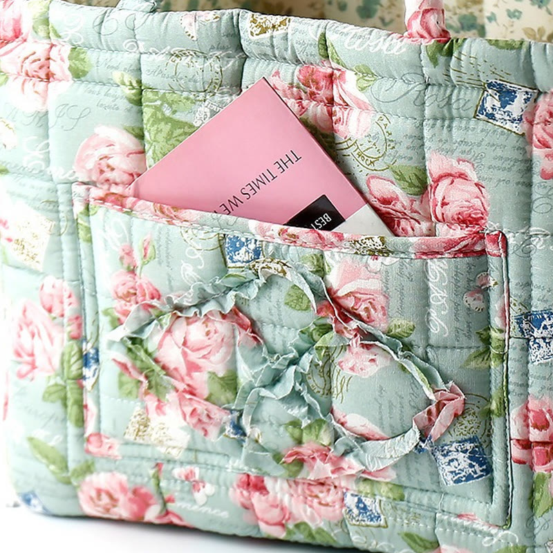 Elegant Floral Pattern Quilted Storage Basket - image 20