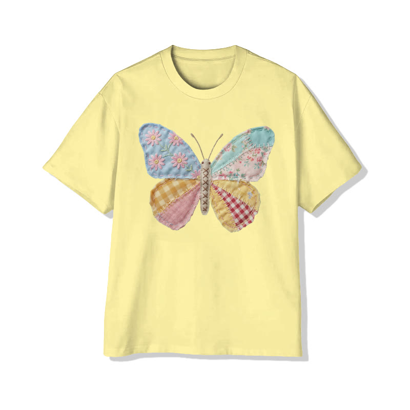  Pastoral Butterfly Floral Pattern Print Pattern Cotton Print T-shirt - image 7