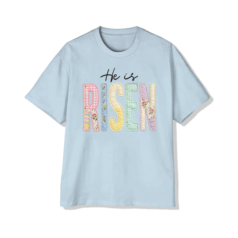 Christian He Is Risen Pattern Print Pattern Cotton Print T-shirt - Light Blue - US16-18(2XL) - image 4