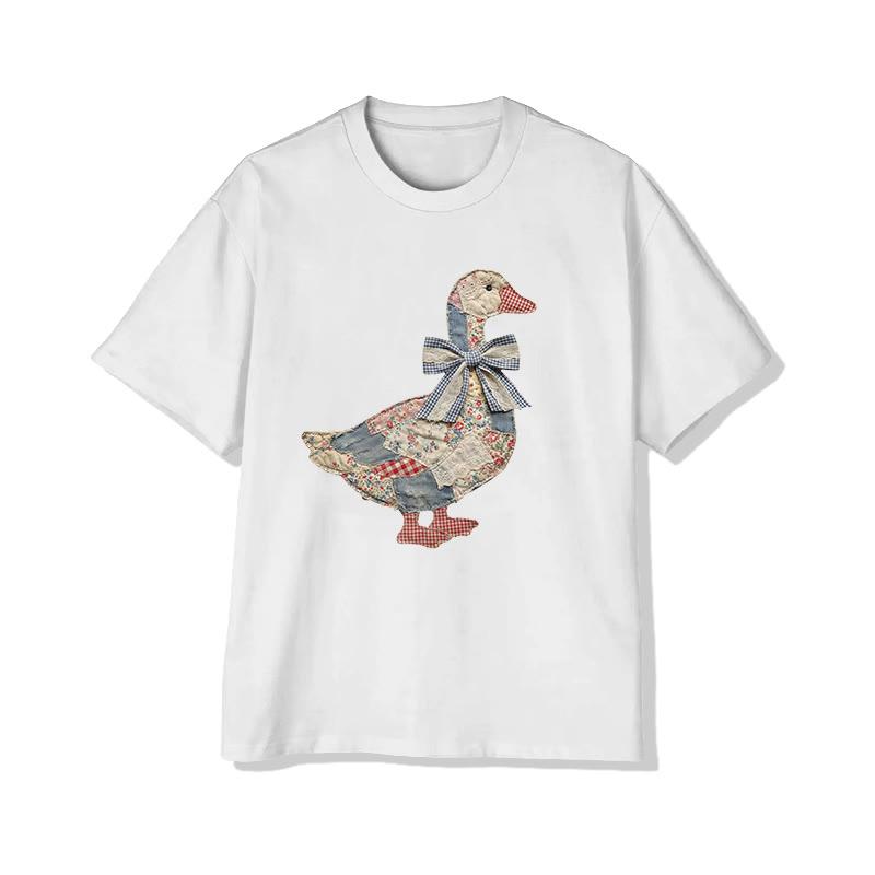 Farm Friends Ducks Pattern Print Pattern Cotton Print T-shirt - White - US16-18(2XL) - image 1