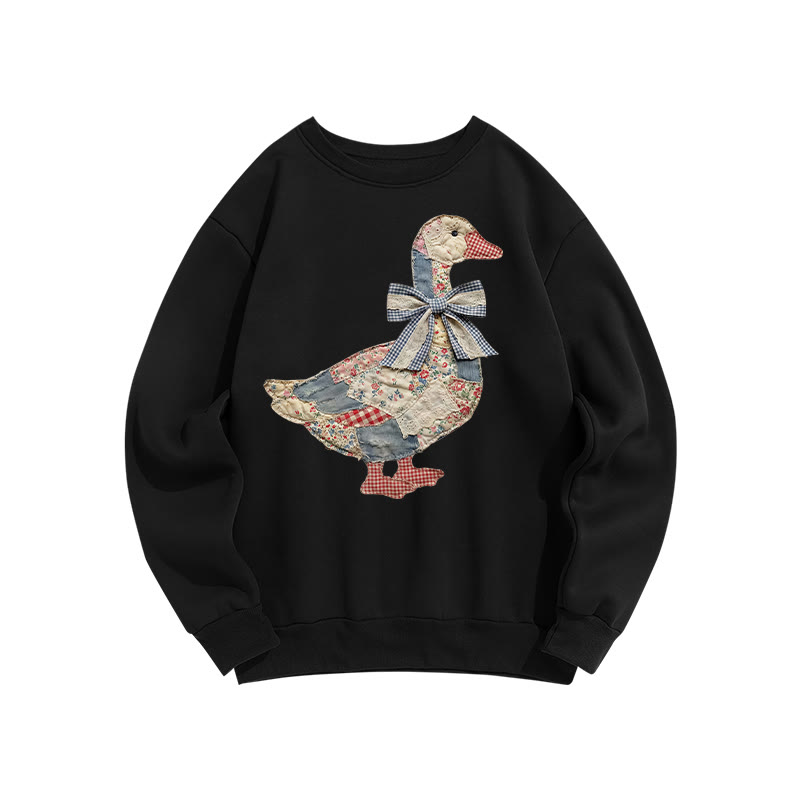 Trendy Easter Patchwork Grandmacore Goose Print Sweatshirt - Black - US16-18(2XL) - image 5