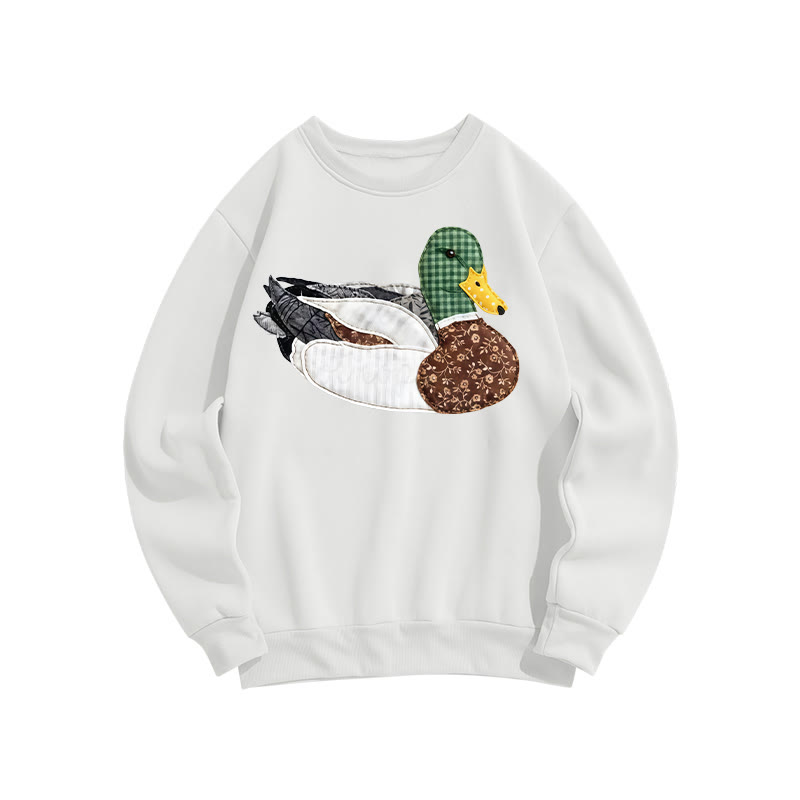 Vintage Floral Patchwork Duck Print Sweatshirt - White - US16-18(2XL) - image 2