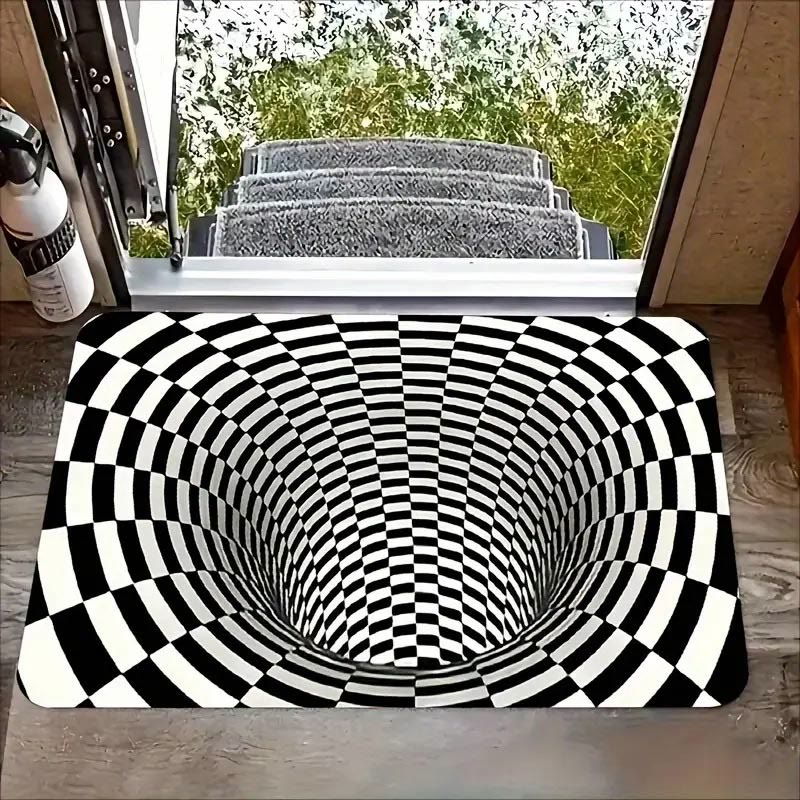 3D Visual Effect Wear-resistant And Stain-resistant Bath Mat - Checks - 80*120cm - image 2