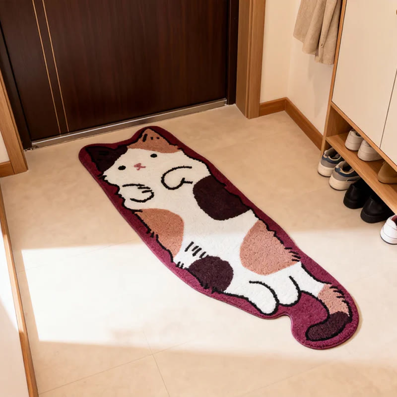 Cute Cat-shaped Soft Faux Cashmere Area Rug Floor Mat - Calico Cat - 40*60cm - image 4