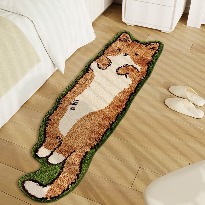 Cute Cat-shaped Soft Faux Cashmere Area Rug Floor Mat - Orange Tabby Cat - 40*60cm - image 2