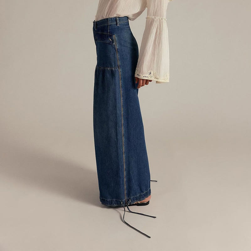 Vintage Drawstring Tie&pocket  Lantern Jeans - image 2