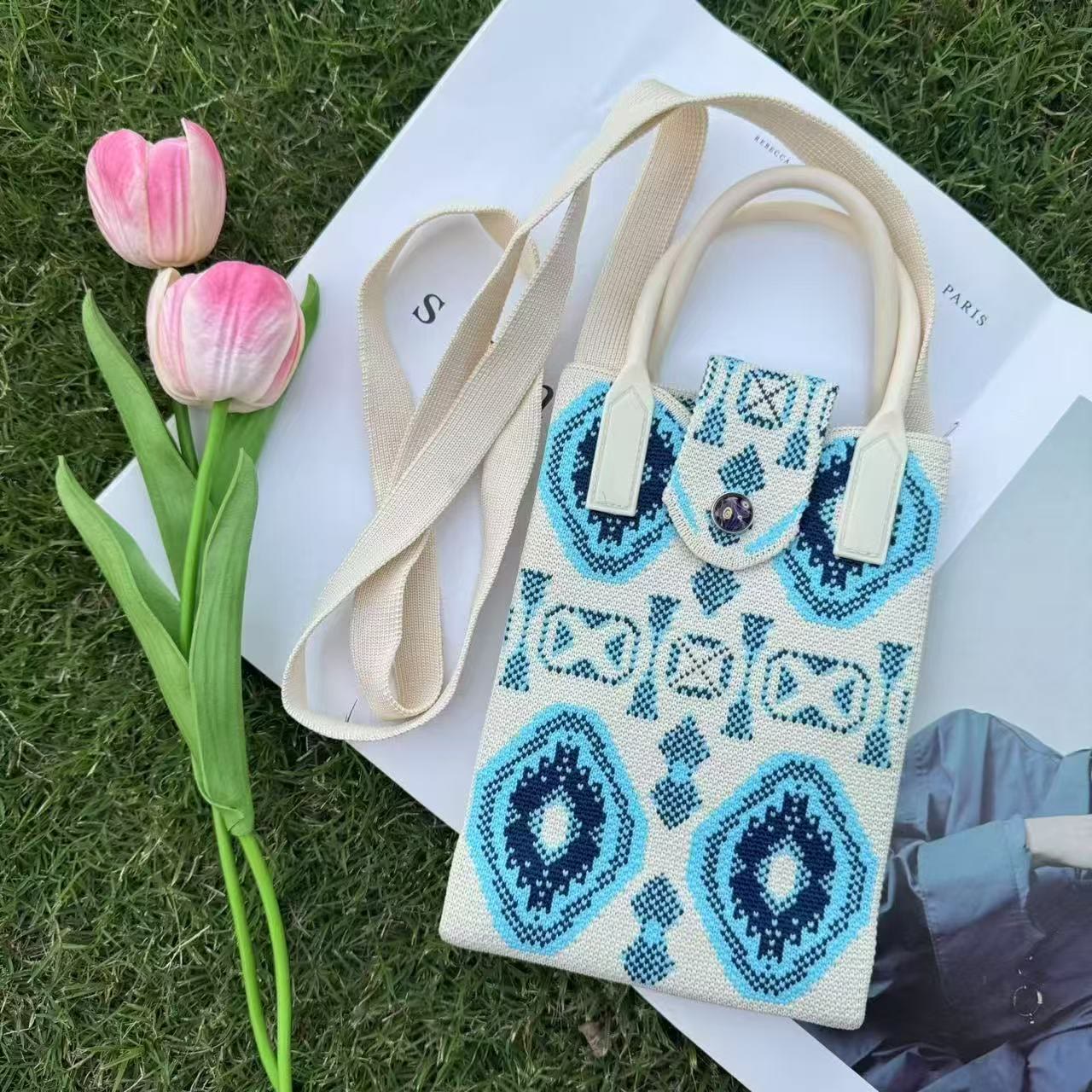 Boho Ethnic Patterns Knitted Crossbody Bag - 7 - 18*4.5*12cm - image 8