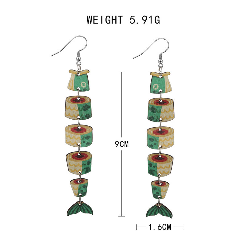 Funnycutting Fish Eco-friendly Acrylic And Wood Earring - image 4