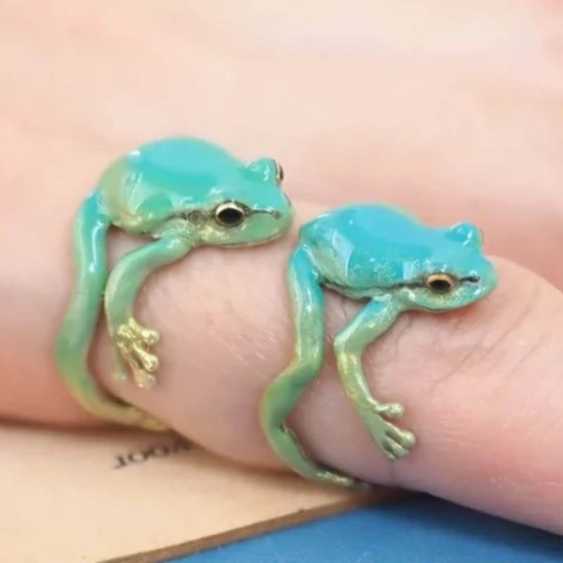 Funny Cute Frog Finger-grasping Ring - Blue - one size - image 1