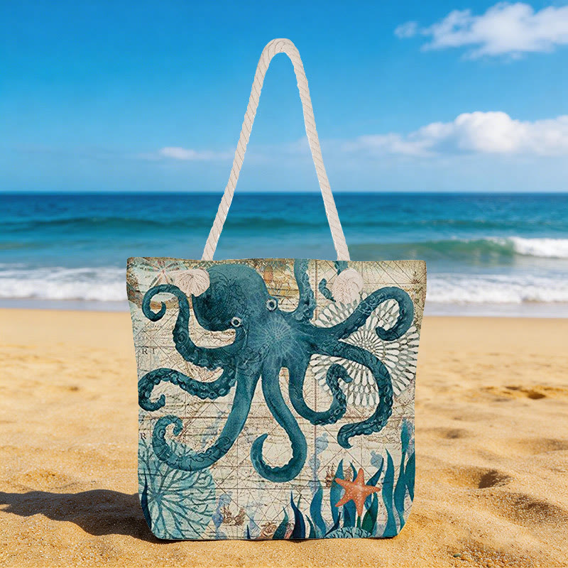 Ocean Rope Tote Bag - octopus - 45*35*12cm - image 2