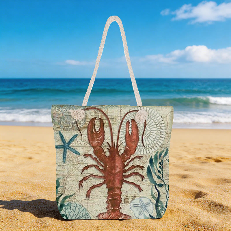 Retro Rope Single-shoulder Tote Bag - lobster - 45*35*12cm - image 2