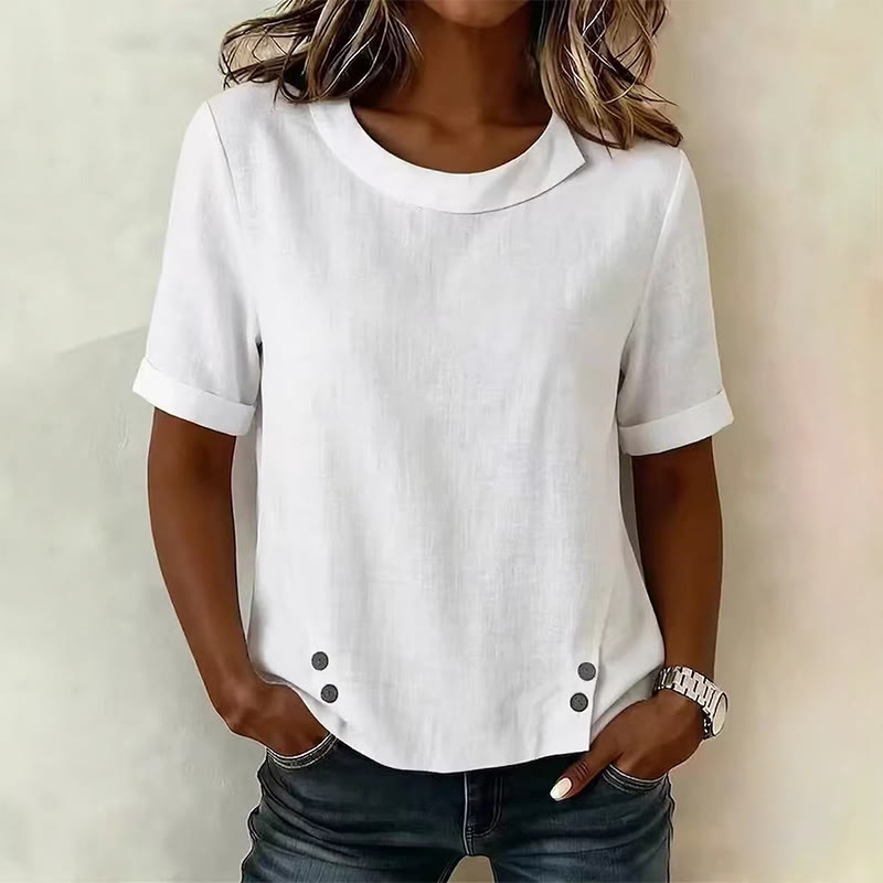 Solid White Short Sleeve Casual Top - White - 3XL - image 1