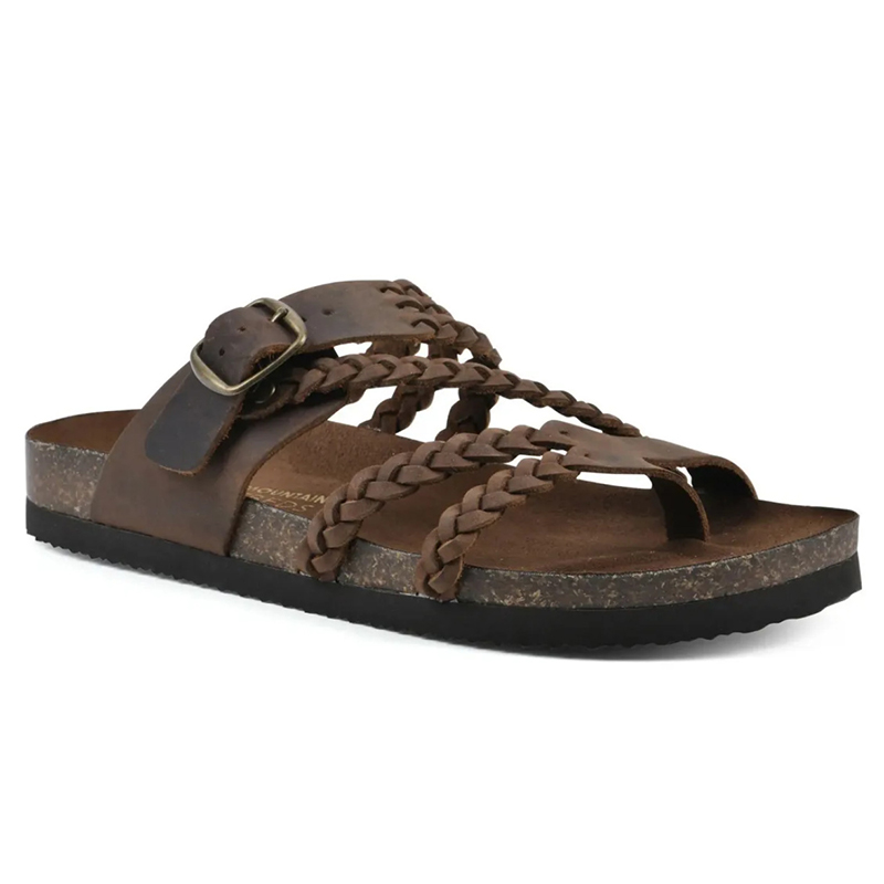 Women's Toe Ring Slide Sandals, Braided Strap Adjustable Buckle Flat Sandals - Brown - US12 - image 2
