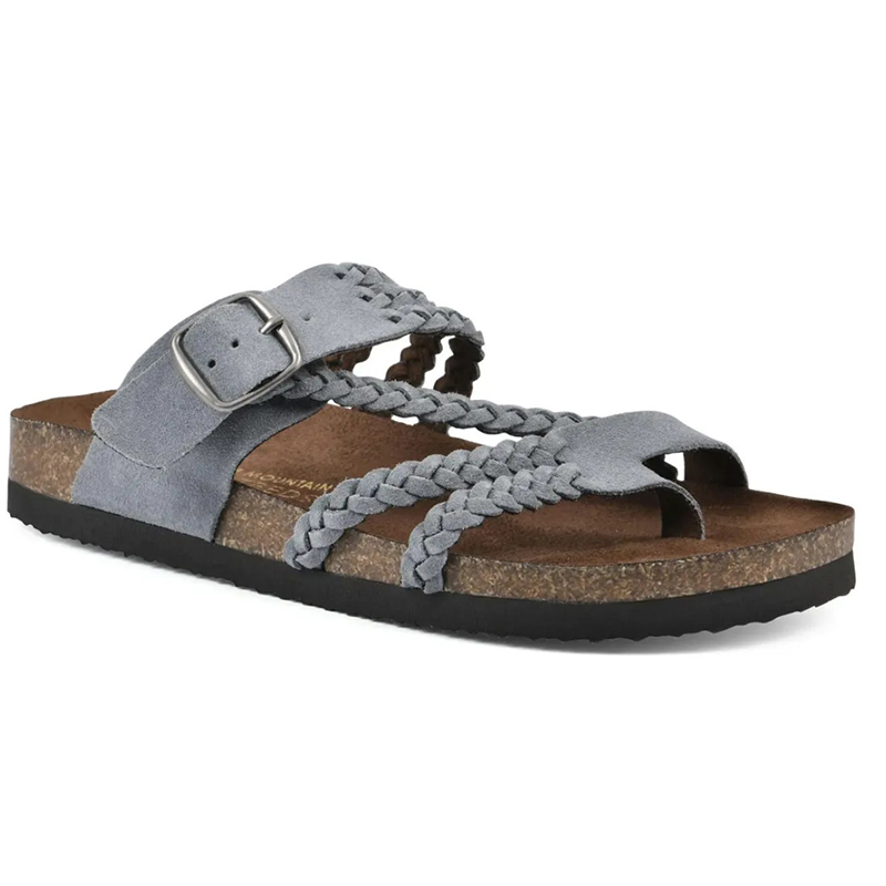 Women's Toe Ring Slide Sandals, Braided Strap Adjustable Buckle Flat Sandals - Grey - US12 - image 4