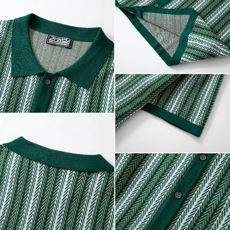 Knitted Striped Lapel Shirt - image 10