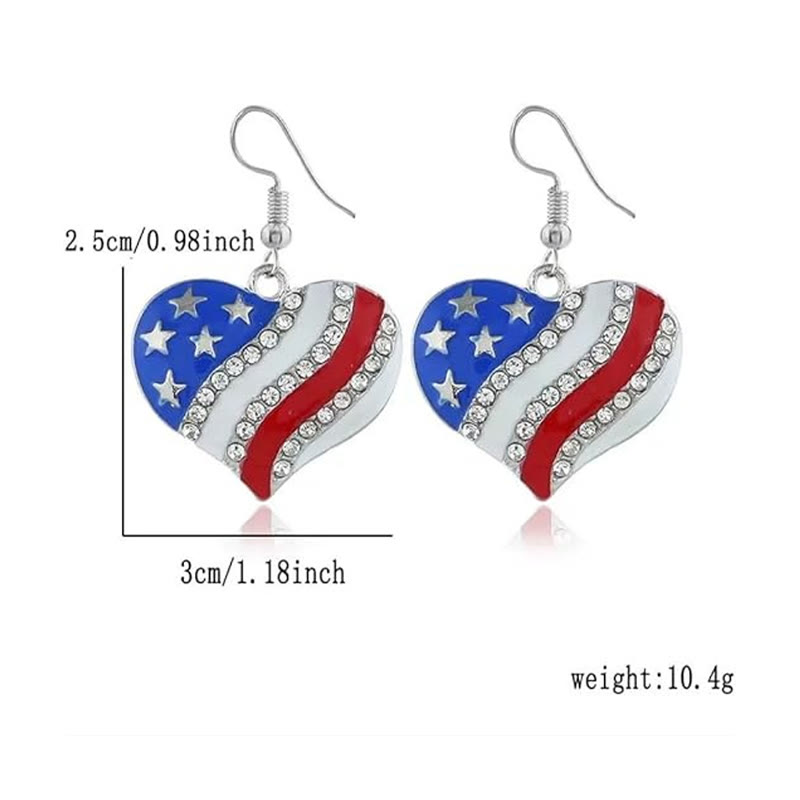 Independence Day USA Heart Stars Wing Alloy Earrings - image 7