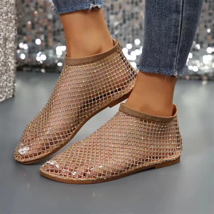 Bohemian Mesh Flat Beach Sandals - Apricot - US 12 (43) - image 1