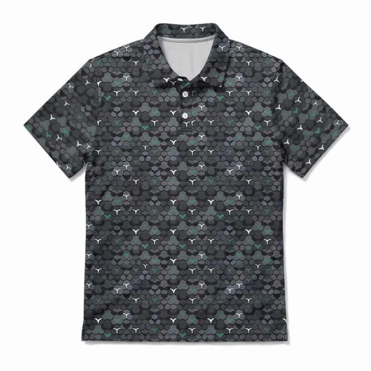 Men’s Dark Scale Pattern Polo Shirt  - image 1