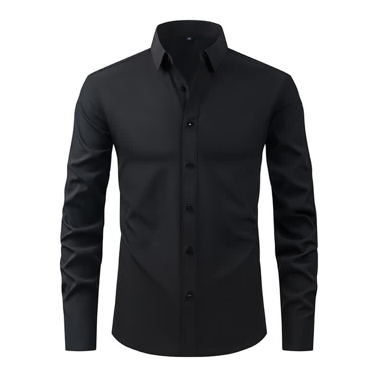 Gentle Office Man High Elasticity Non-iron Thin Shirt - Black - 3XL - image 19