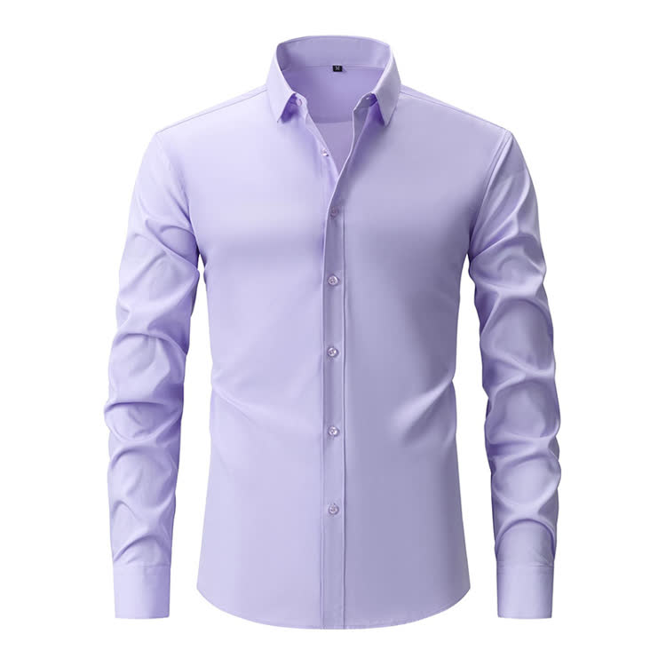 Gentle Office Man High Elasticity Non-iron Thin Shirt - Light Purple - 3XL - image 21