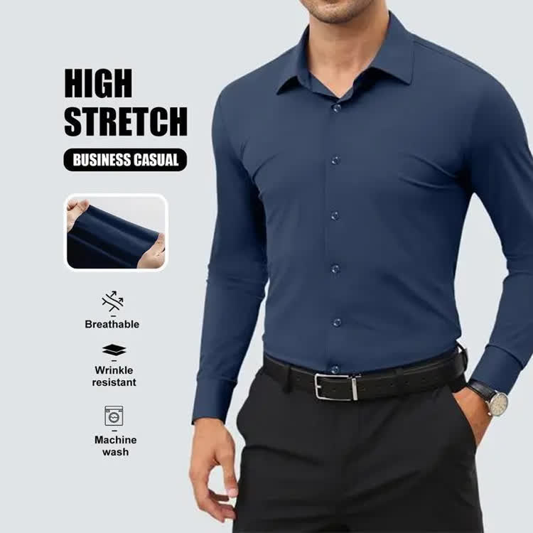 Gentle Office Man High Elasticity Non-iron Thin Shirt - image 1