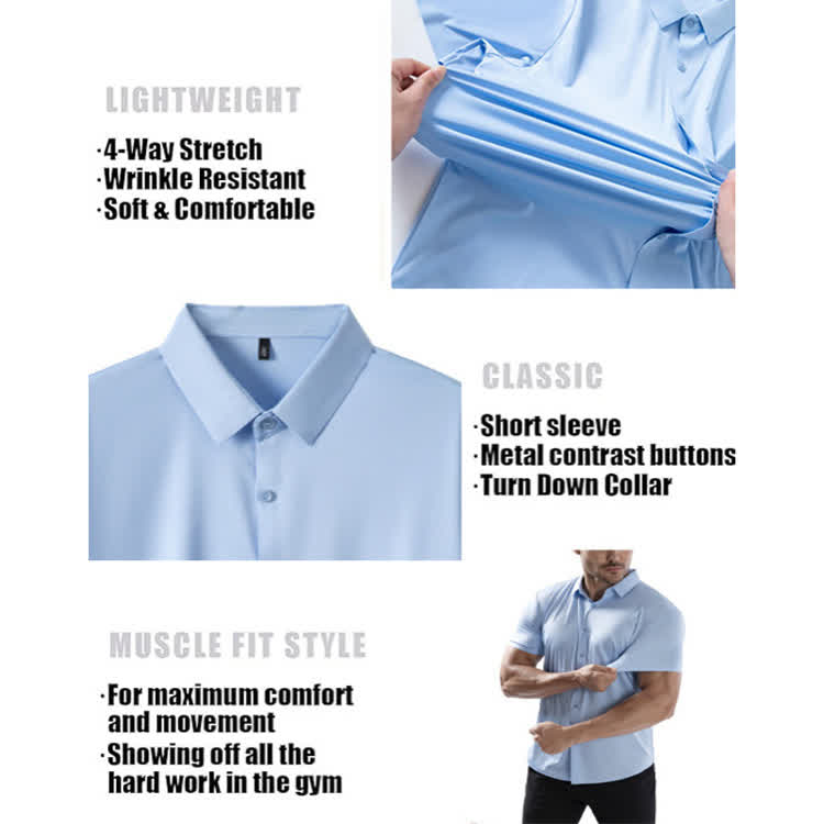 Gentle Office Man High Elasticity Non-iron Short-sleeve Thin Shirt - image 6